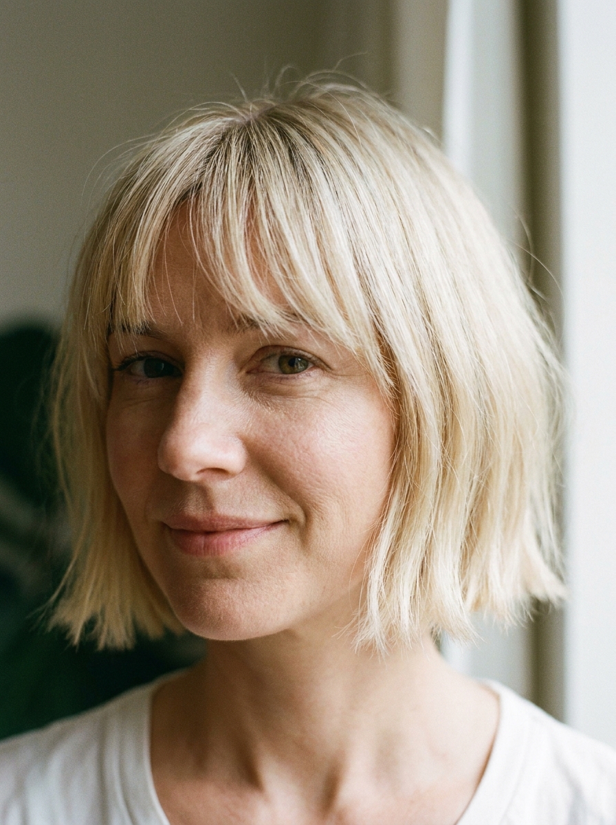 Blonde Bob mit Wispy Bangs als Kurze Blonde Bob Frisuren Inspiration 2026